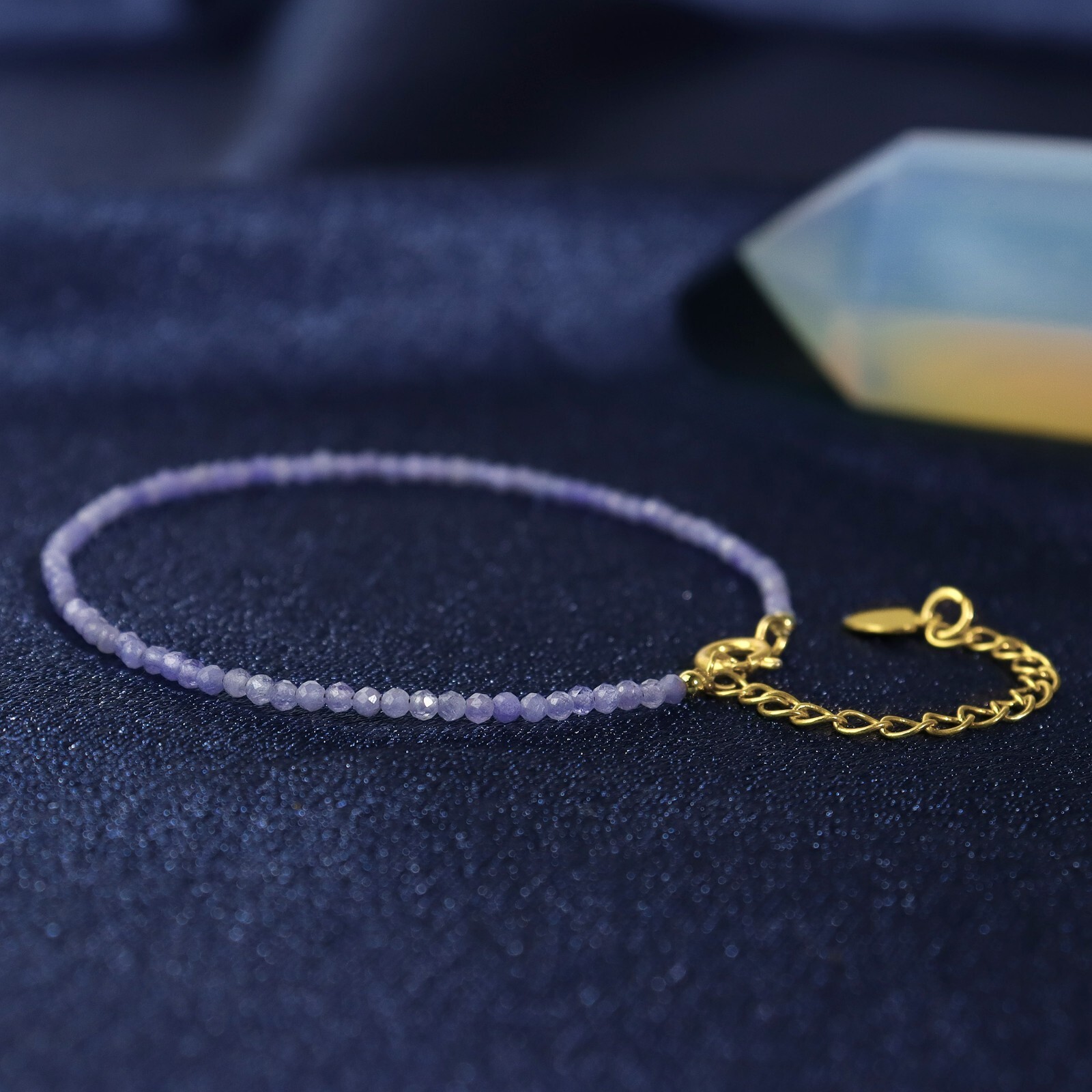 Tanzanite Gemstone 2mm Beads Healing Balance Reiki Women Silver Bracelet Gifts