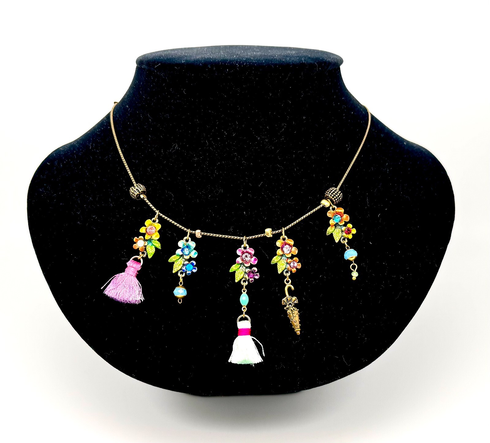 Beautiful Necklace With Small Pendants Crystals By Michal Negrin Unique.