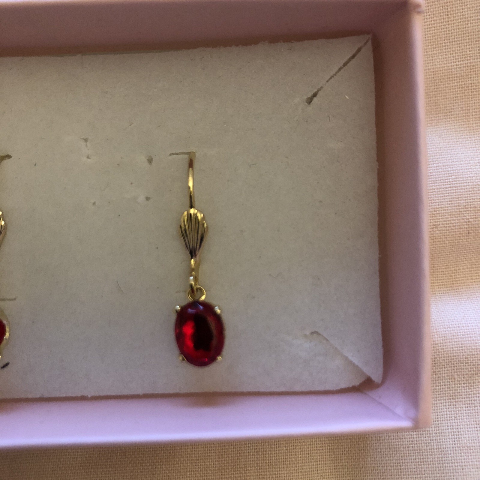 Gold Electroplated Red Earrings Ladies Smart Casual Everyday Gift Occasion