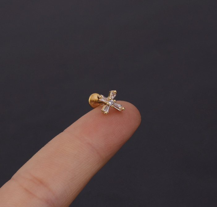 Internal Threaded Flat Labret Back Cartilage Helix Lobe Tragus Conch Earring UK