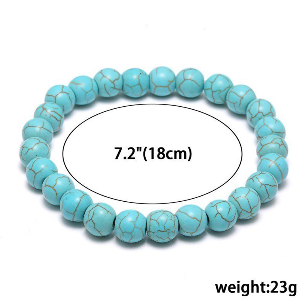 Men Women 8mm Tiger Eye/Turquoise/Agate/Lava Stone Round Beads Elastic Bracelet