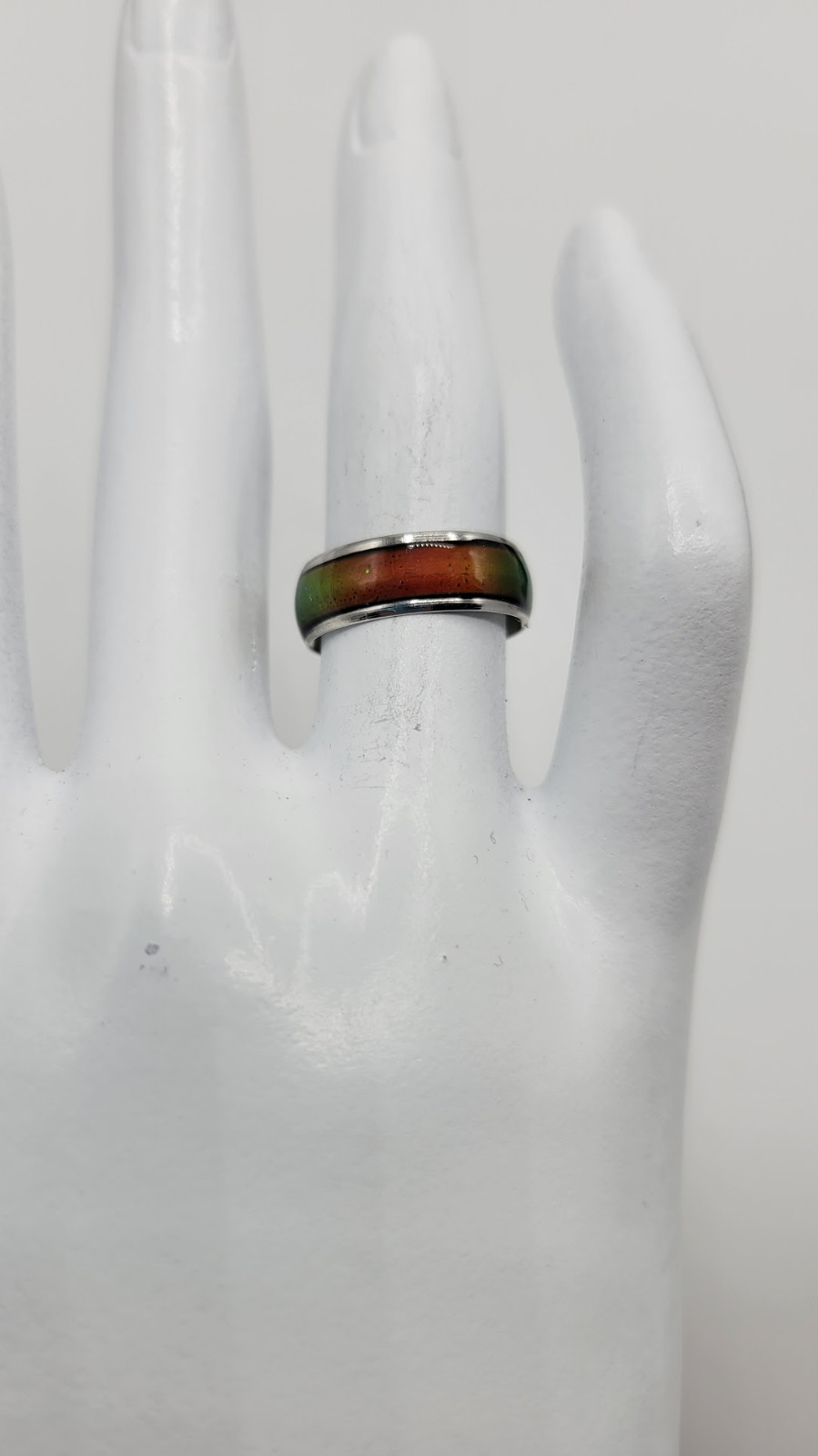 Mood Ring Band Silver Tone Metal Color Changing Stainless Steel Size 5