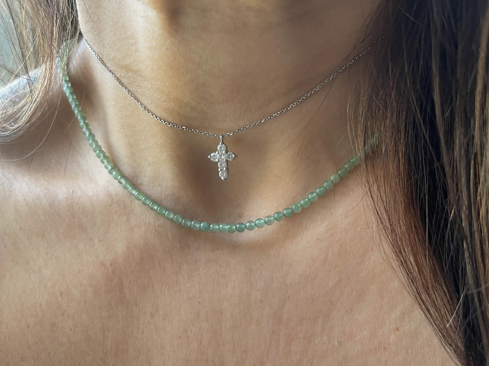 1.00 Ct Round EF VS Lab Grown Diamond Cross Shape Necklace in 14K White Gold