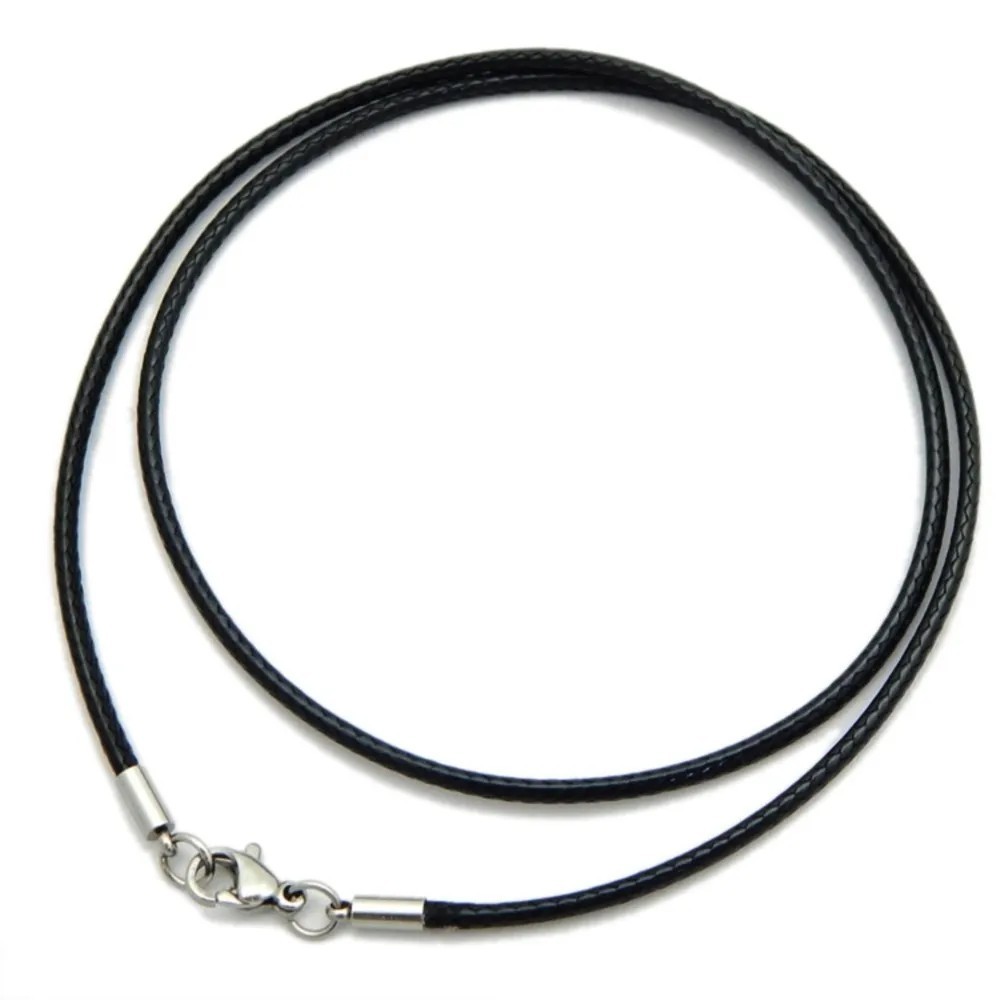 1/1.5/2/3mm Waterproof Braided Leather Chain Cord Rope Necklace w/ Steel Clasp .
