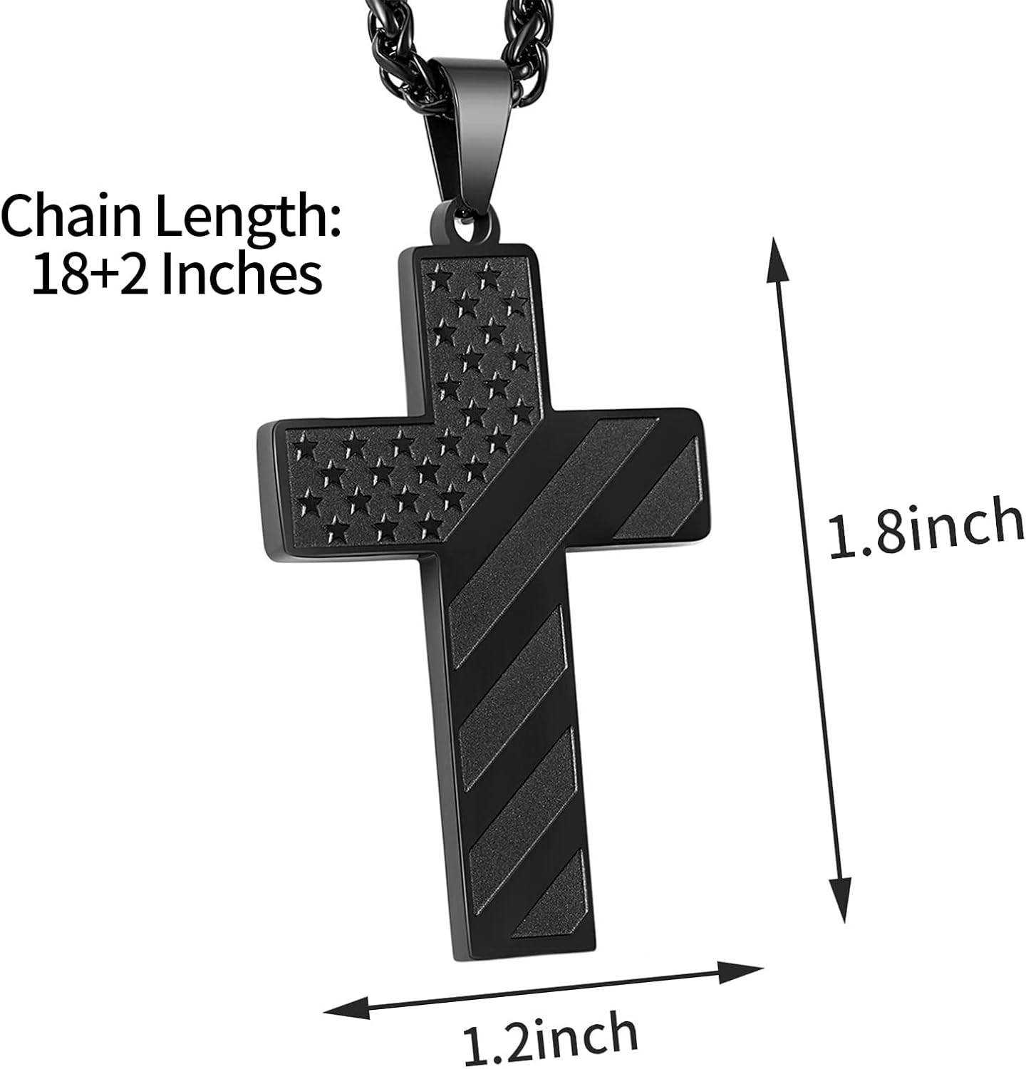 Fathers Day Dad Gifts – 18+2 Inch Cross Necklace for Men Boys,American Flag Bibl