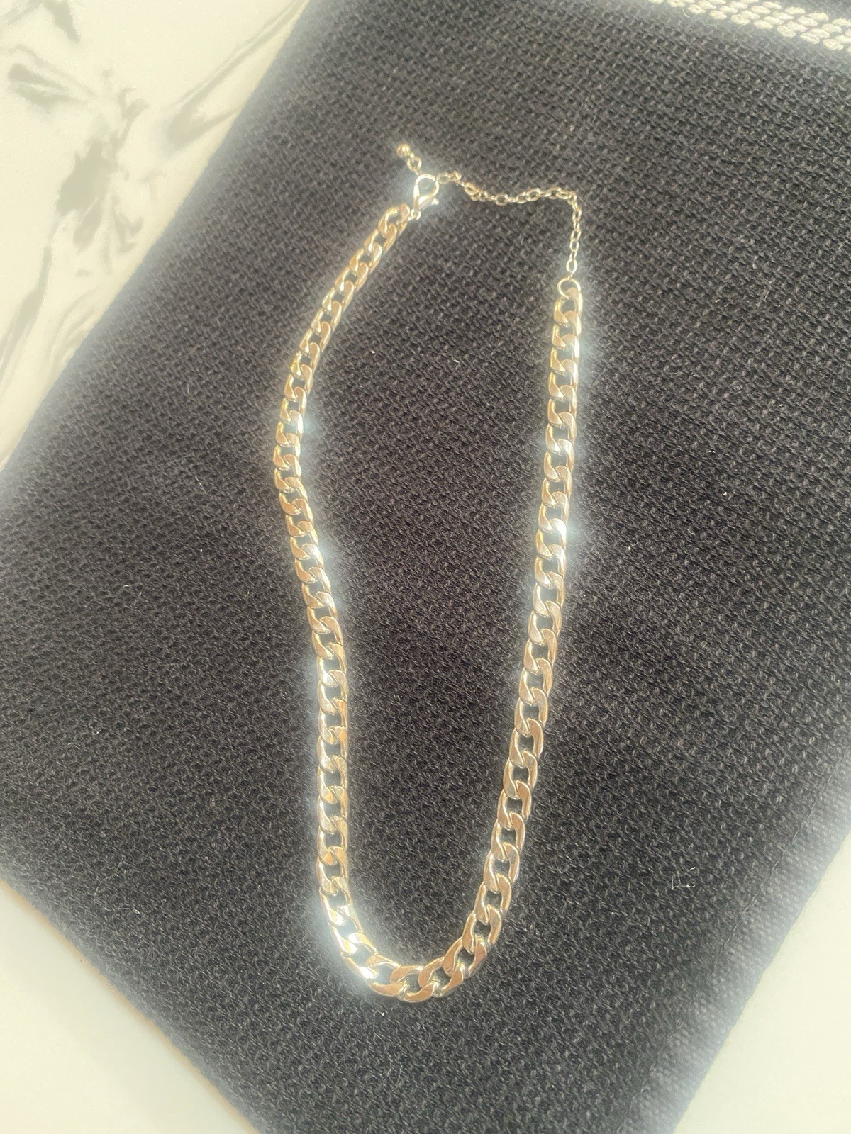 Stainless Steel Cuban Link Chain Necklace Adjustable 18in Lobster Clasp Metal