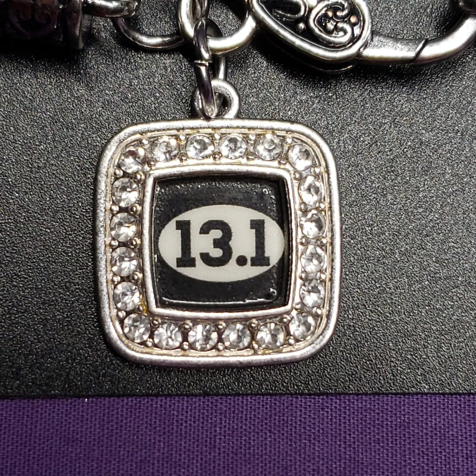 Inspired Silver Braided Chain Bracelet w/ “13.1” Half Marathon Charm, on card