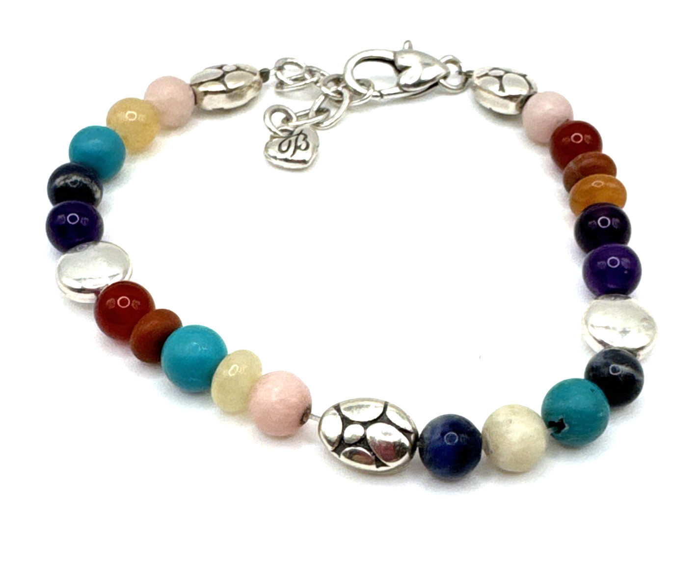Brighton Contempo Splash Colorful Multi Beads Silver Bracelet 7.5-8.5 Inches