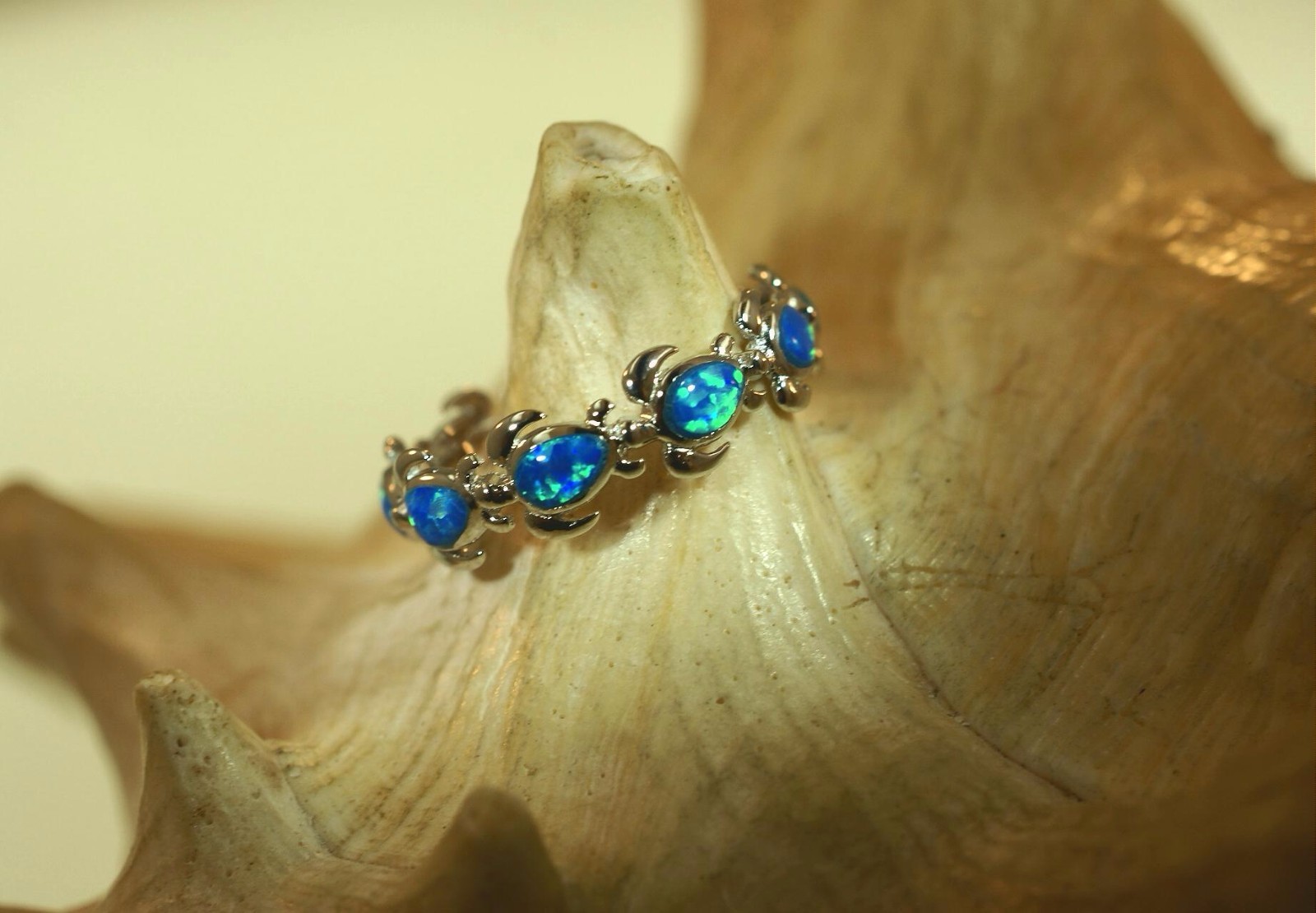 6MM HAWAIIAN RHODIUM OVER SOLID 925 STERLING SILVER INLAID OPAL TURTLE RING 5-10