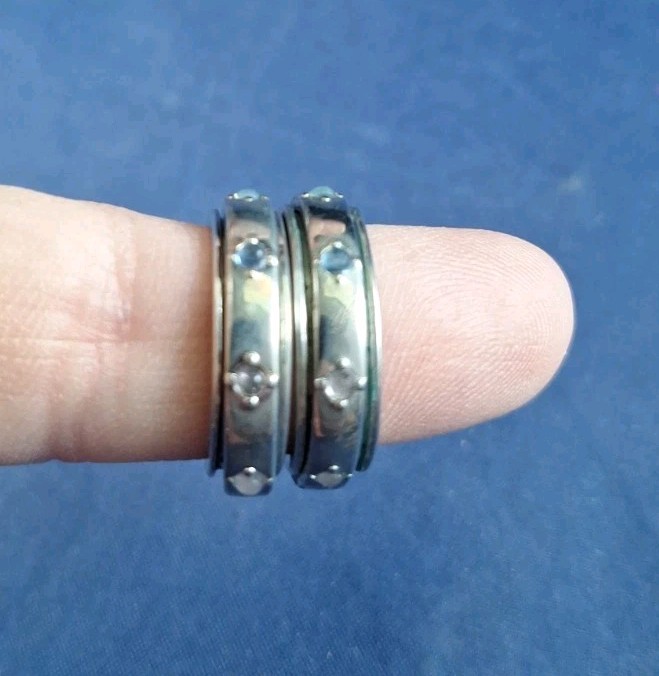 2 Pura Vida Mental Health Awareness Fidget Ring Spinner Sz 6 1/4 & 6 Ring *19-CD