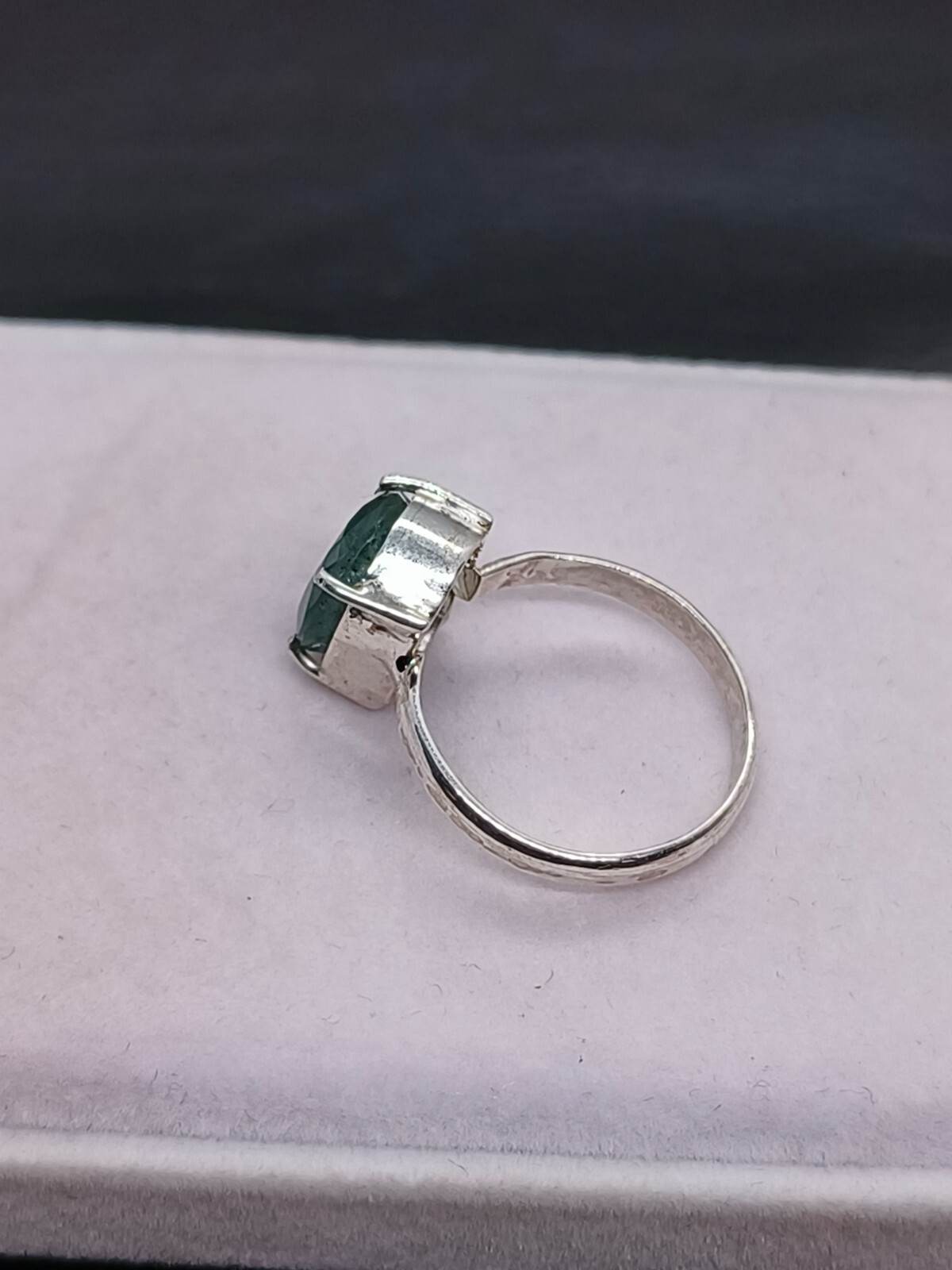 Zambian Emerald Ring 925 Silver Zambia Green Emerald Ring Stone US Size 7