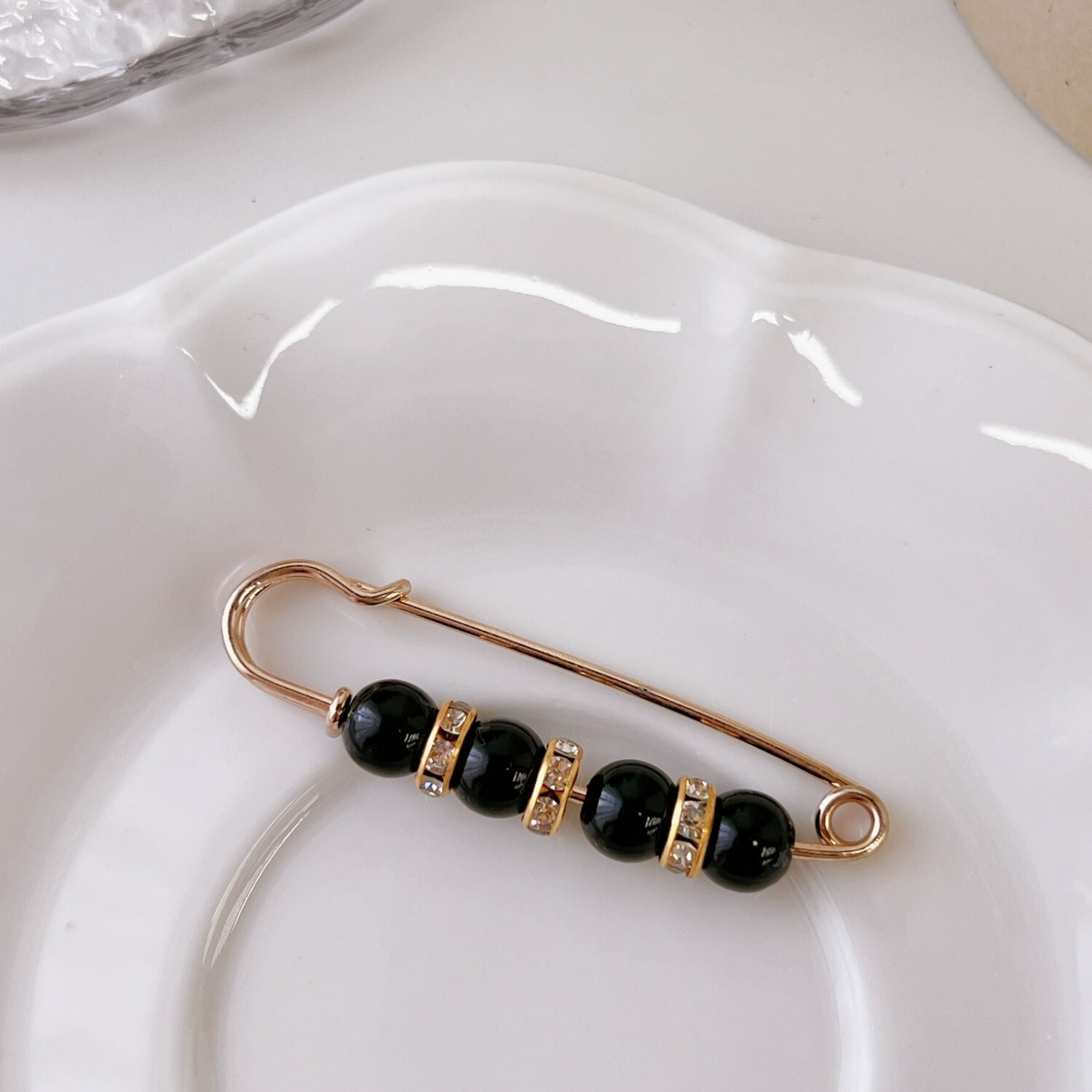 Black Beaded Brooch Accessory for Any Occasion Cute Pins Badges Backpacks Decor