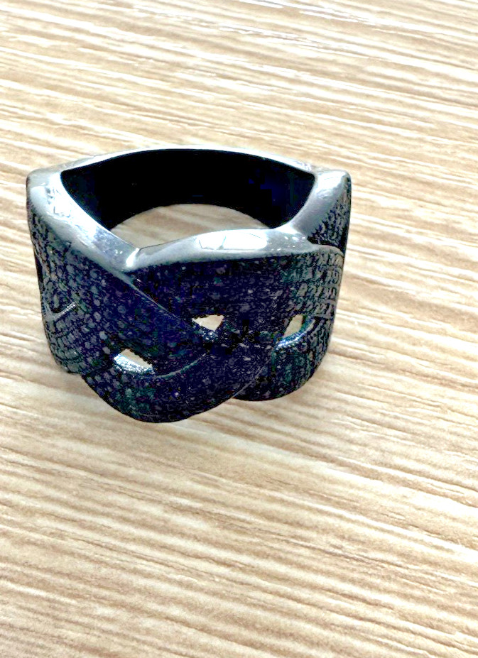 Women Black Ring Plated Size 9 with CZ