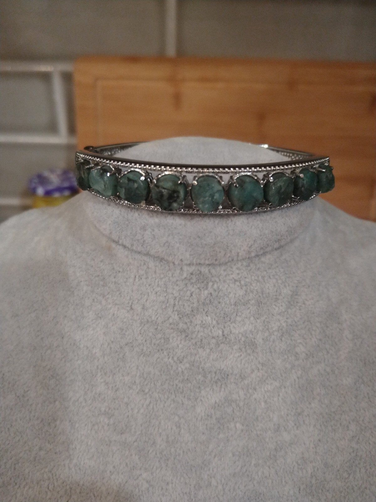 KAGEM ZAMBIAN ORGANIC Roughcut Bracelet/Stainless Steel (7.25″) 21.00 ctw