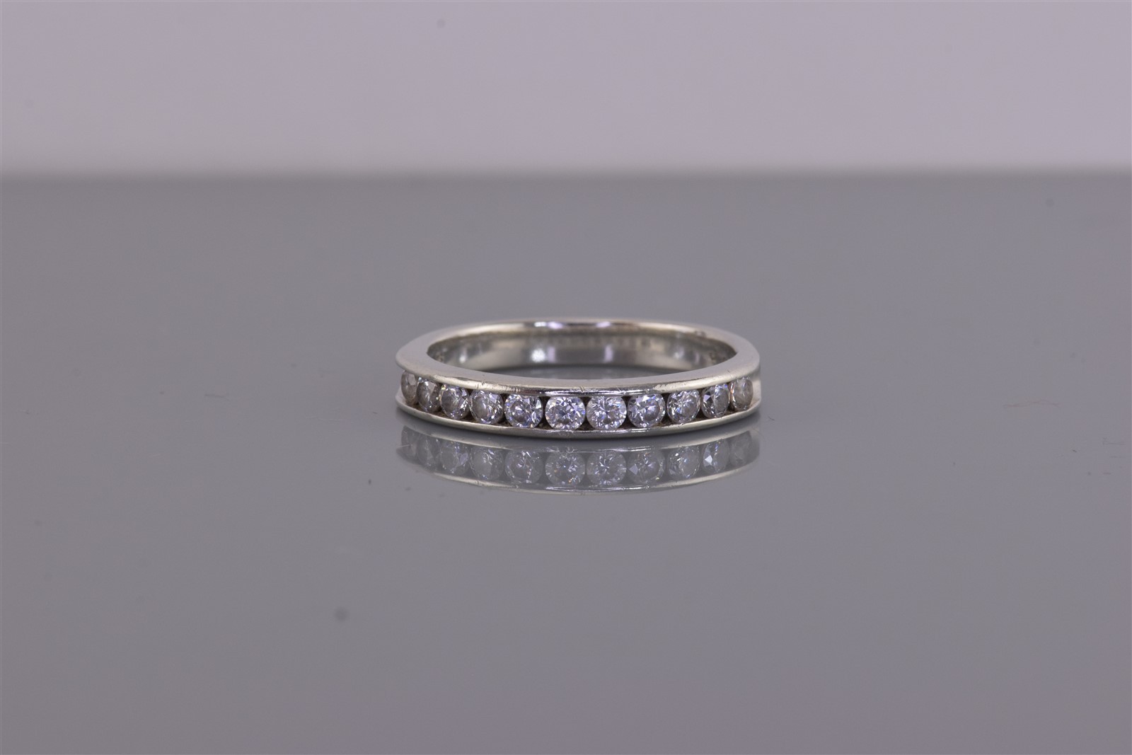 Sterling Silver 3.5mm Channel Set Cubic Zirconia Band Ring 925 Sz: 9