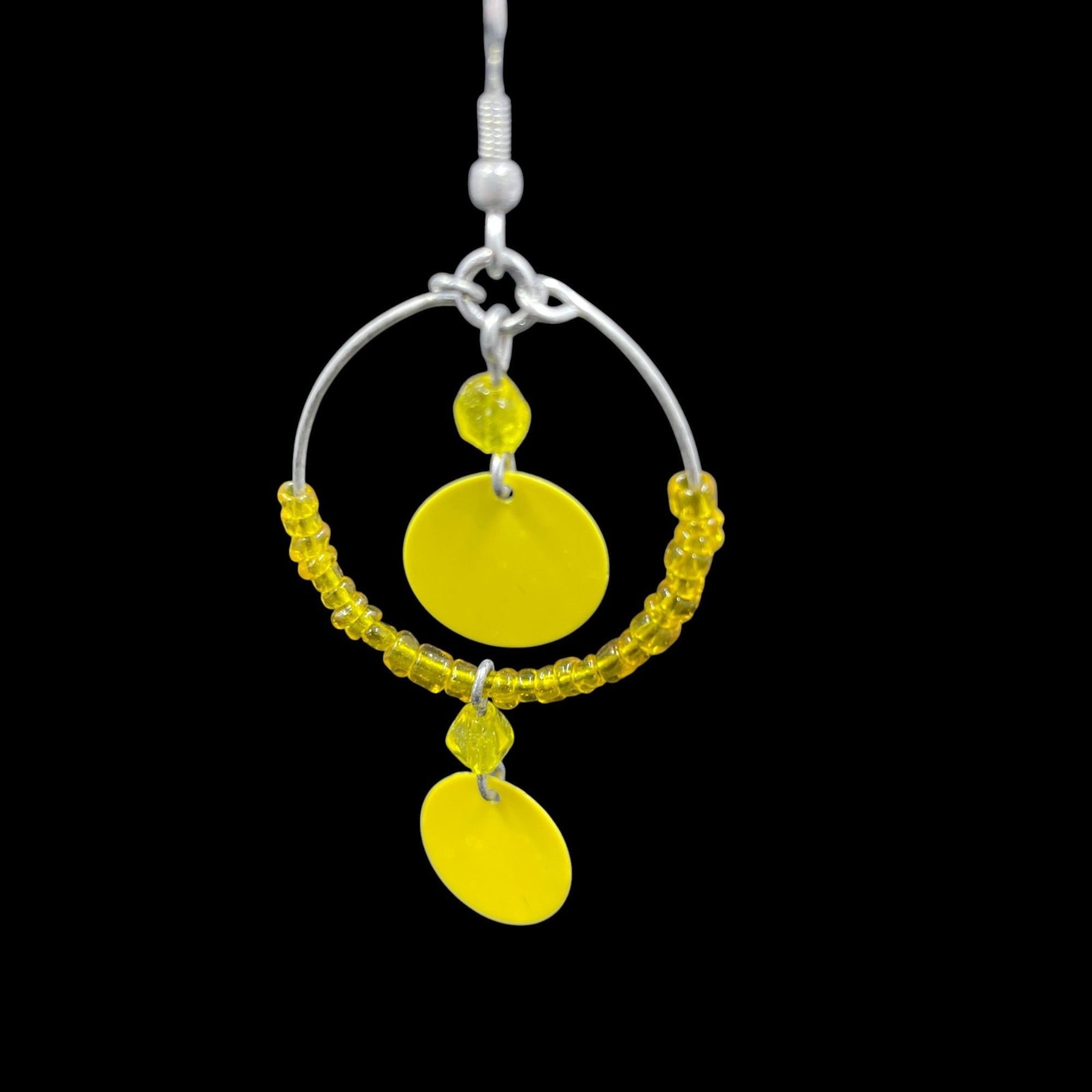 Yellow Wrap Around Beaded Disc Statement Necklace Earrings Set Boho Festival