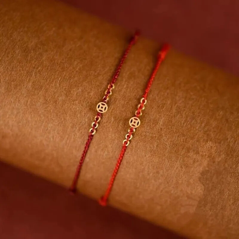 Braided Red Rope Bracelet Copper Hand Rope Couple Bracelet Alloy