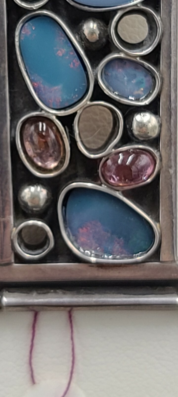 PENDANT & BROCH :OPAL SET IN STEARLING SILVER w/ TOURMALINE AND RUBALITE