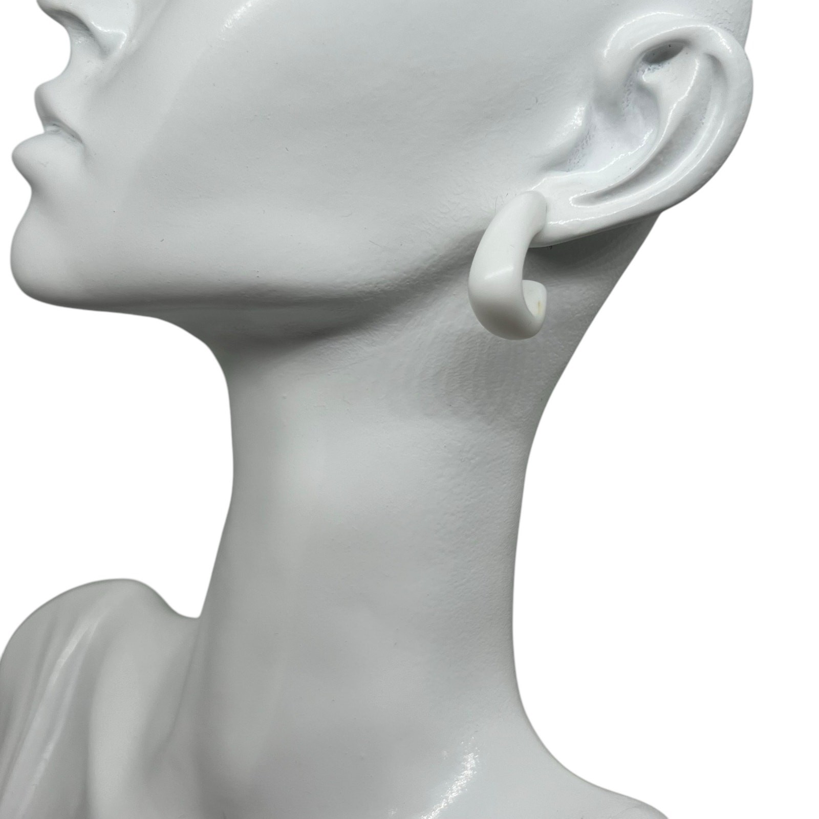 Minimalist White C-Shaped Hoop Earrings