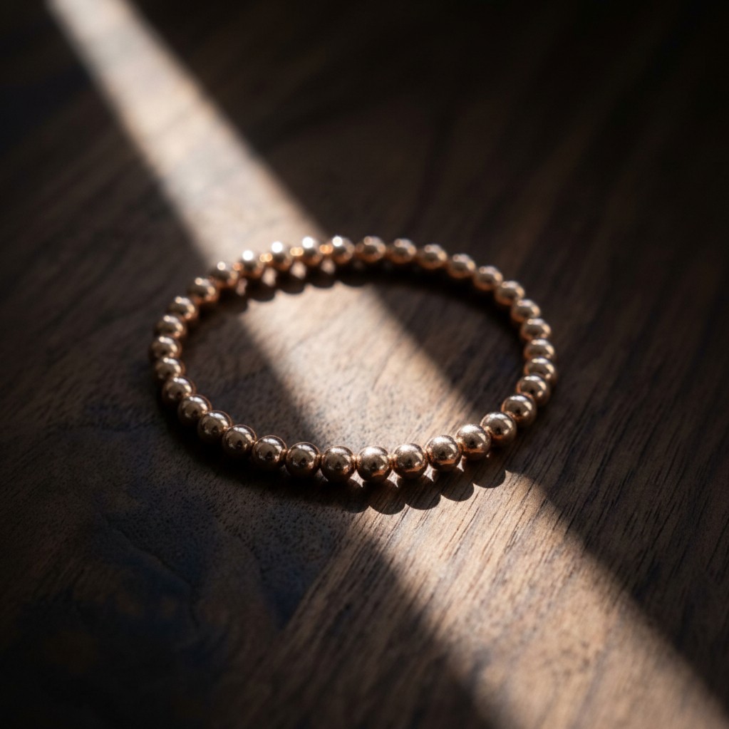 6mm Rose Gold Filled Bead Bracelet Stretch Waterproof Statement 6″