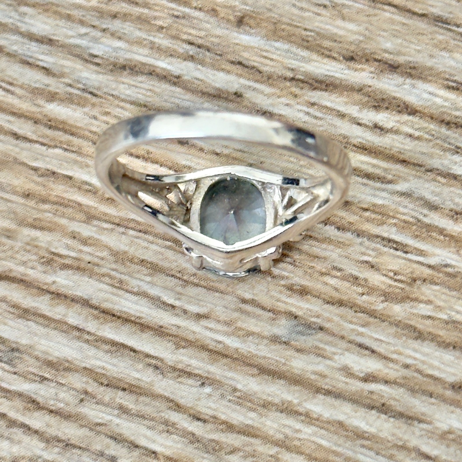 RS Covenant Mystic Rainbow Faceted Oval CZ Statement Ring RSC Silver Tone