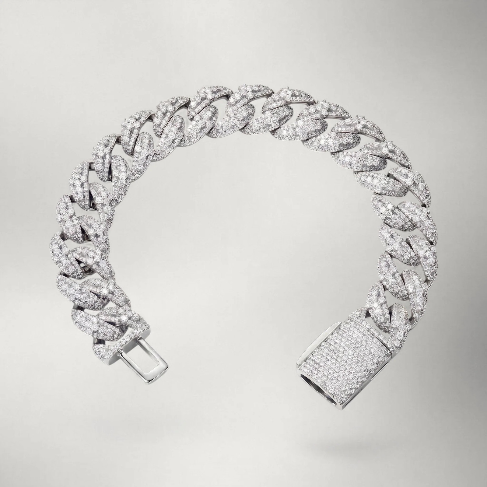 Iced Cross Cuban Link Bracelet — Solid 925 Moissanite & CZ, 15mm Miami Cuban