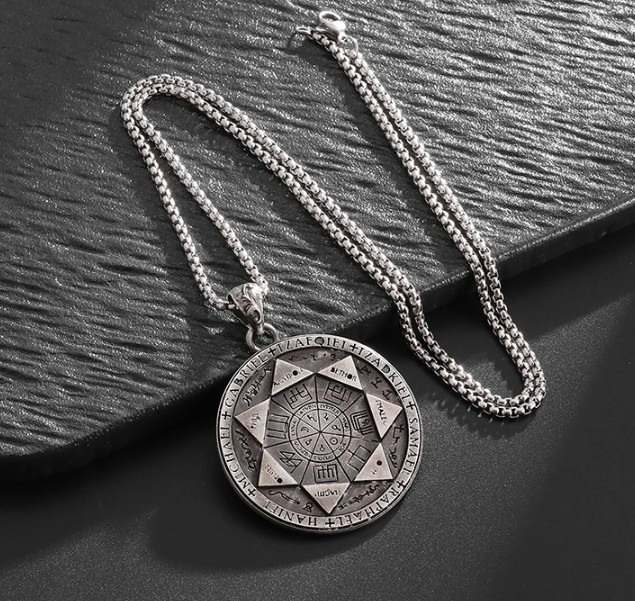 New Retro Seals of the Seven Archangels Necklace Steel Pendant Heptagram Jewelry