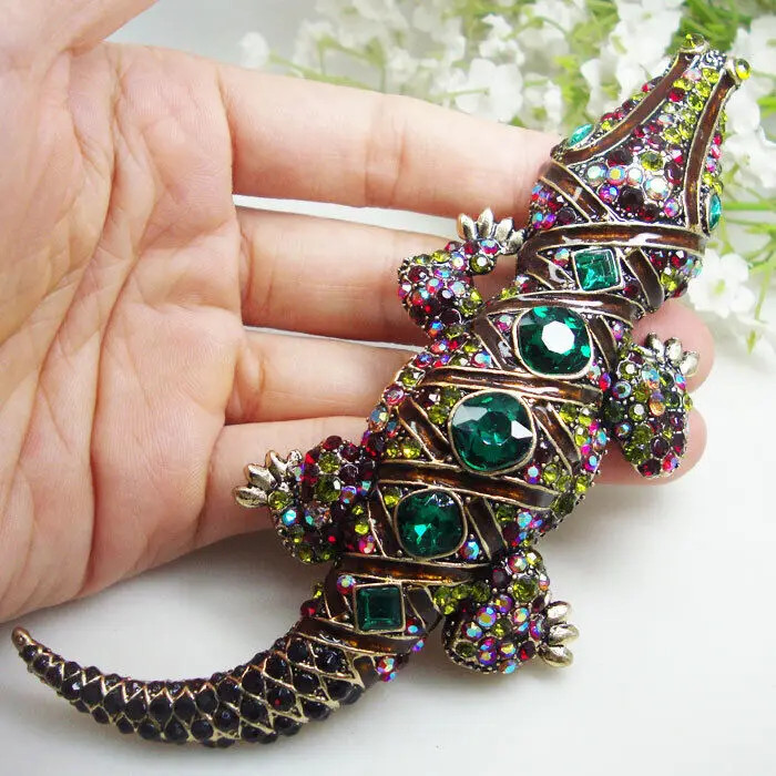 Vintage Style Multi-color Animal Brooch Pin Pendant Rhinestone Crystal