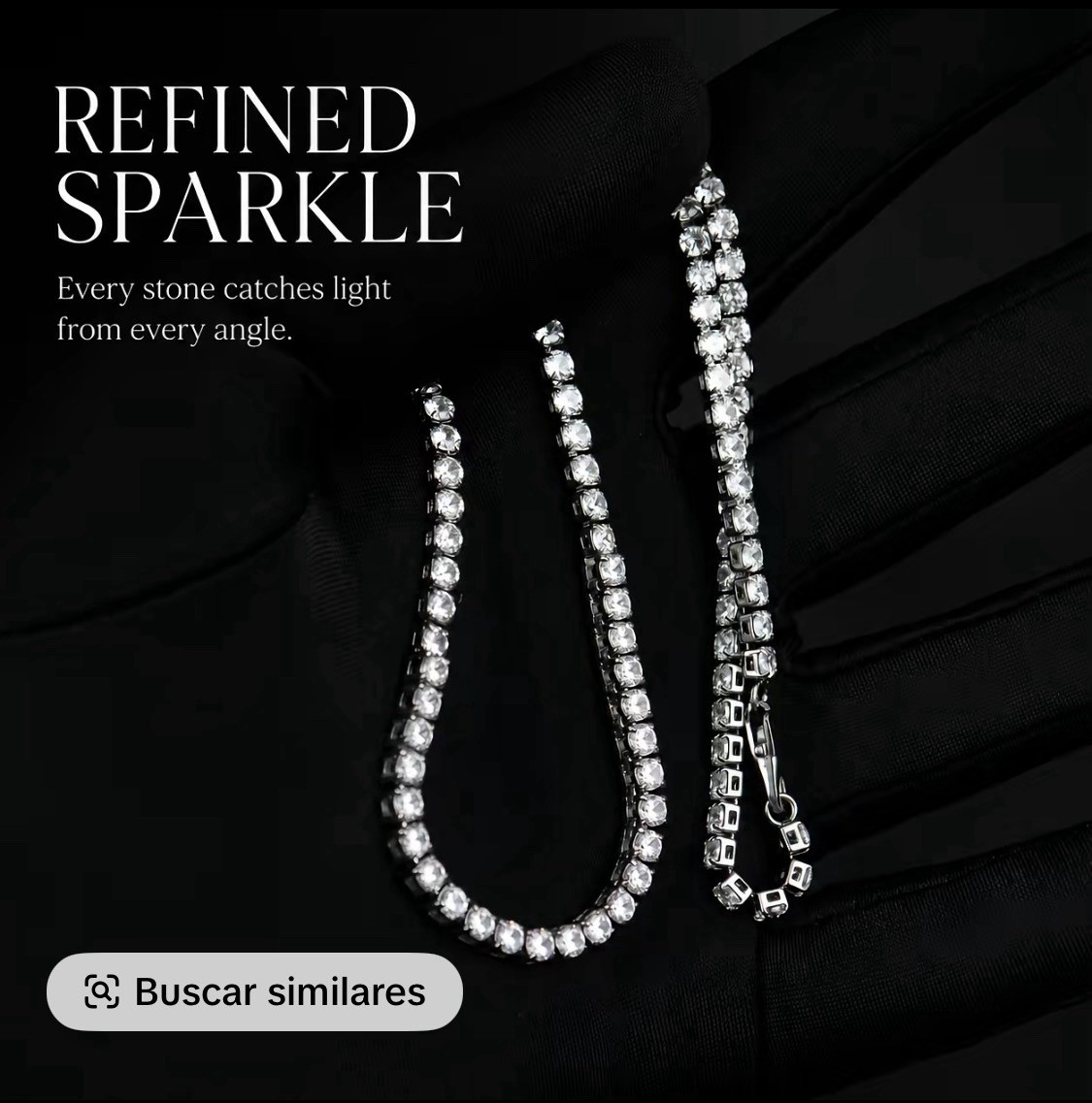Chain Luxury Sparkling Diamond Necklace 3mm Width, Exquisite C 22inch