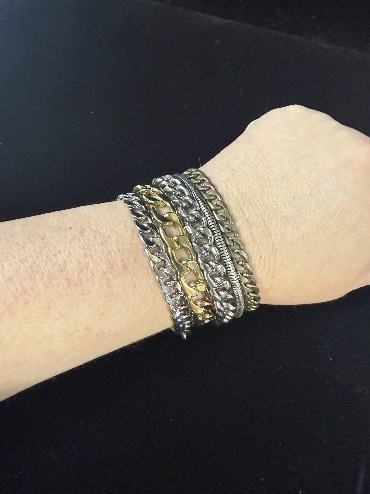 Vintage Jenny Bird Austin Mixed Metal Multi Chain Bracelet y2k punk