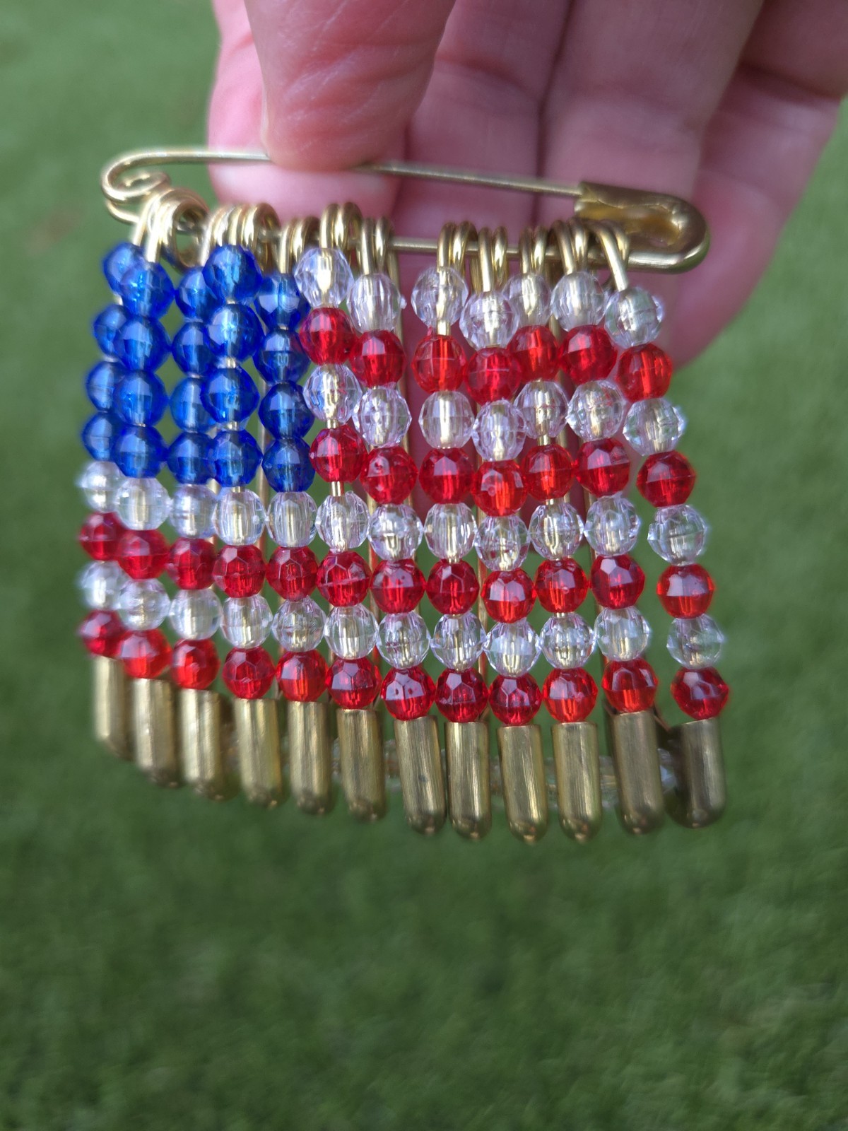 Lot of 3 Vintage Patriotic American Flag Pins Brooch Rhinestone Carol Dauplaise