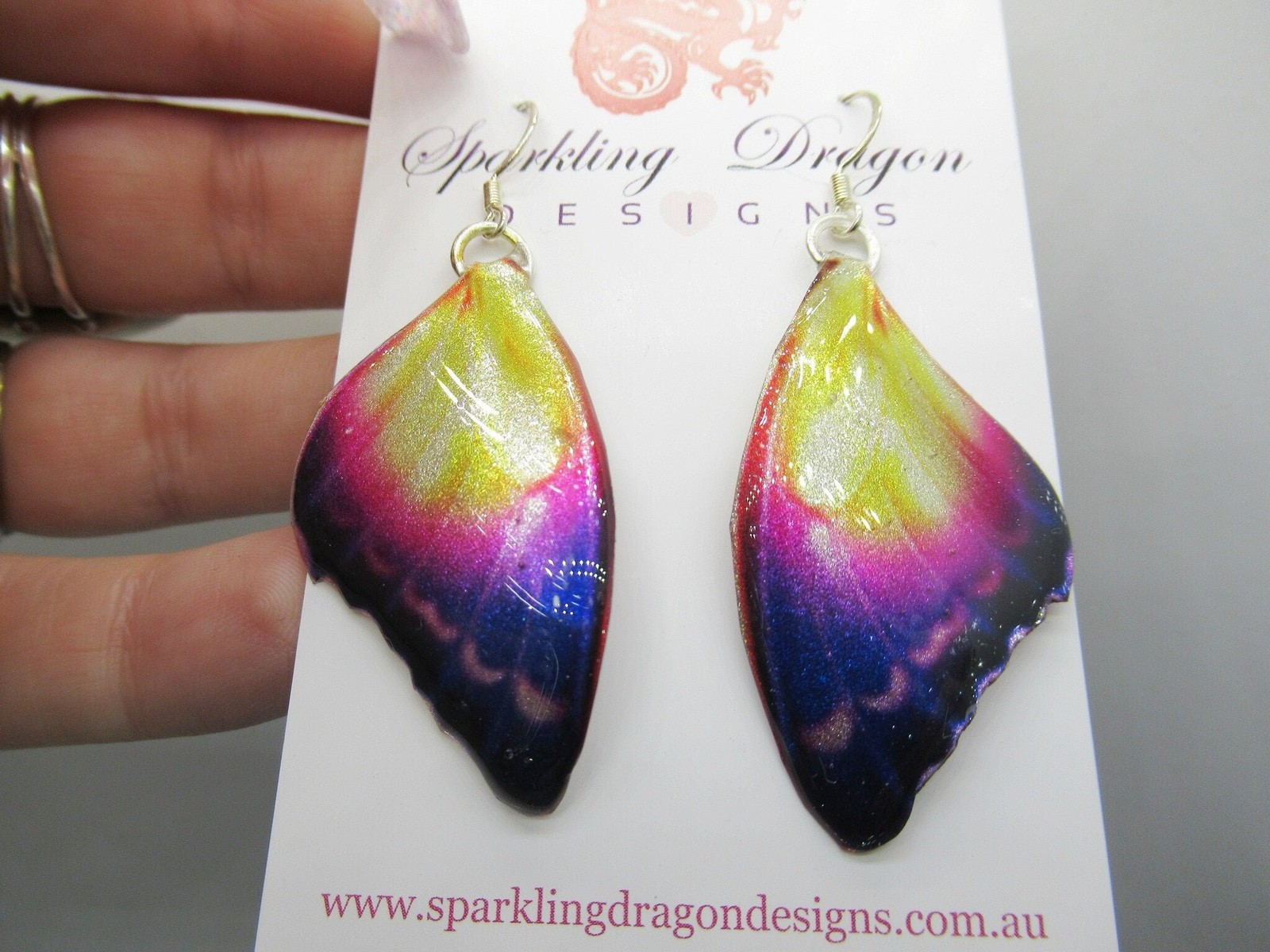 Butterfly Earrings Mystic Sunset – Fairy Jewellery Fun Gift for her, Fairy Wing