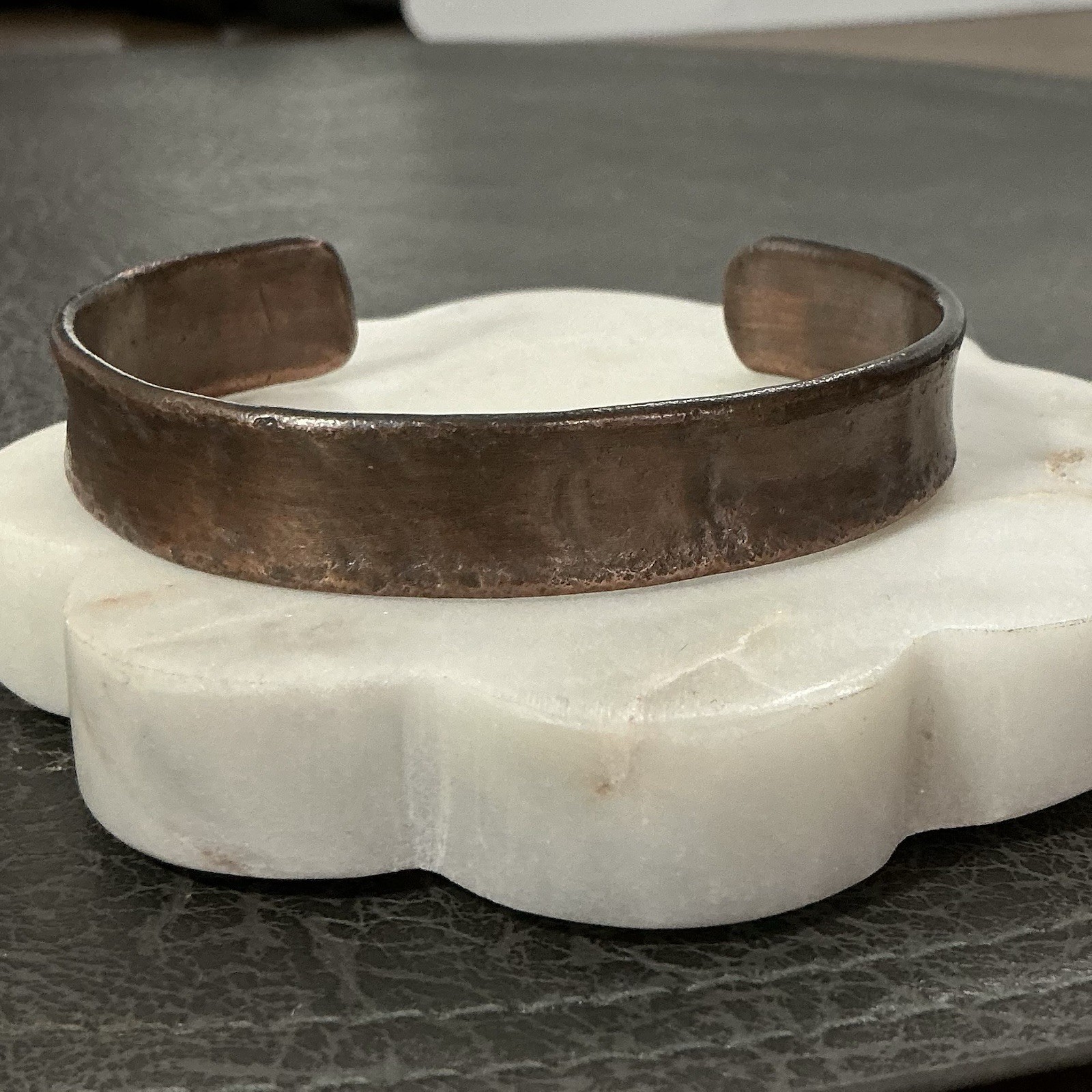 100% Pure Copper Handmade Cuff Bracelet Men’s Hammered Concrete Finish