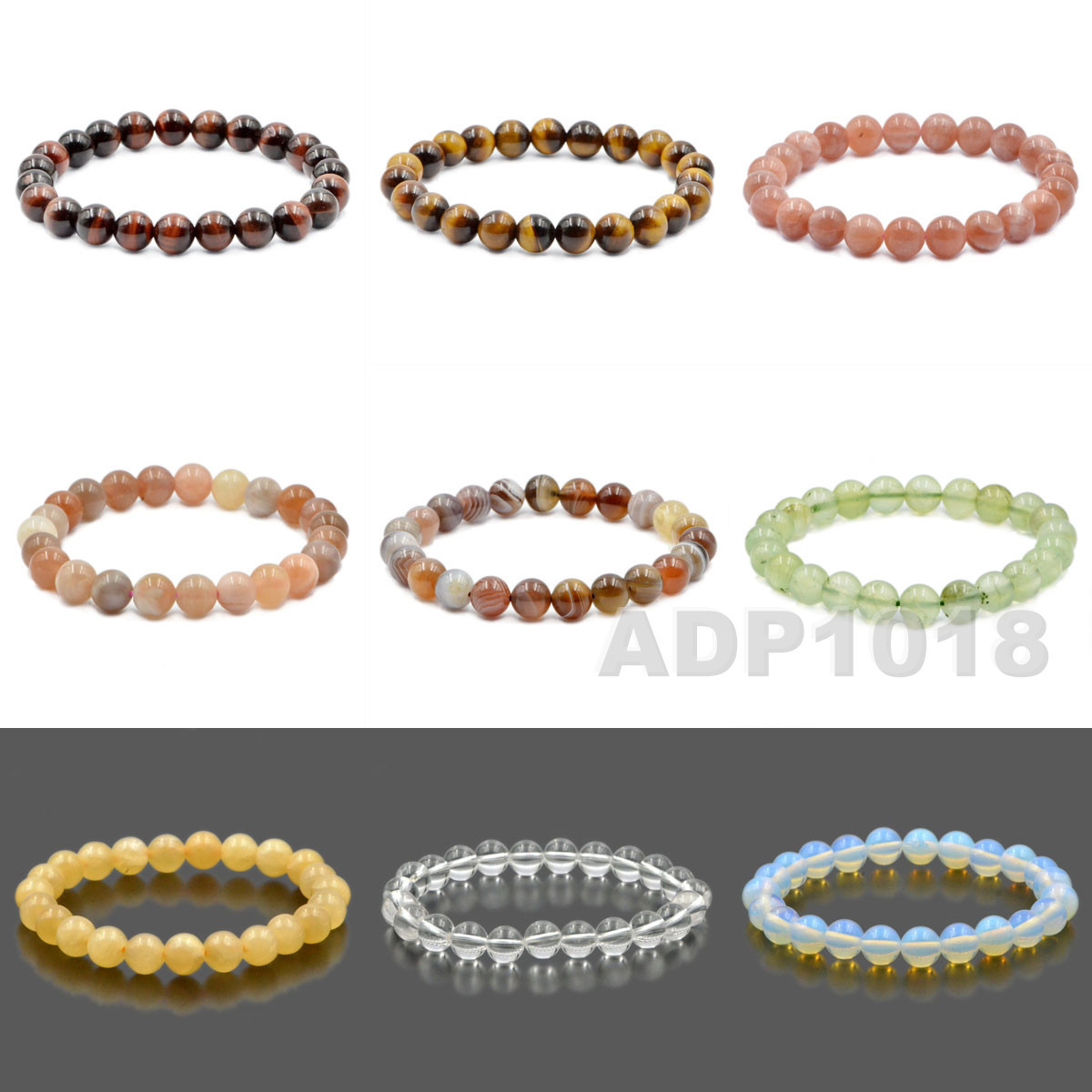 8mm Grade A Gemstone Semi Precious Round Beads Stretch Bracelet 7“ Unisex