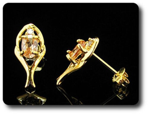 Earrings Orange Sapphire 0 3/32×0 9/32in Gold Plated 18 Krgp