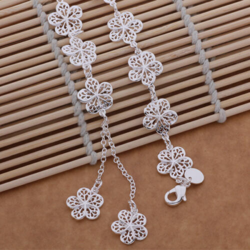 Elegant Unique 925 Sterling Silver New Women Fashion Flower Style 8.5″ Bracelet