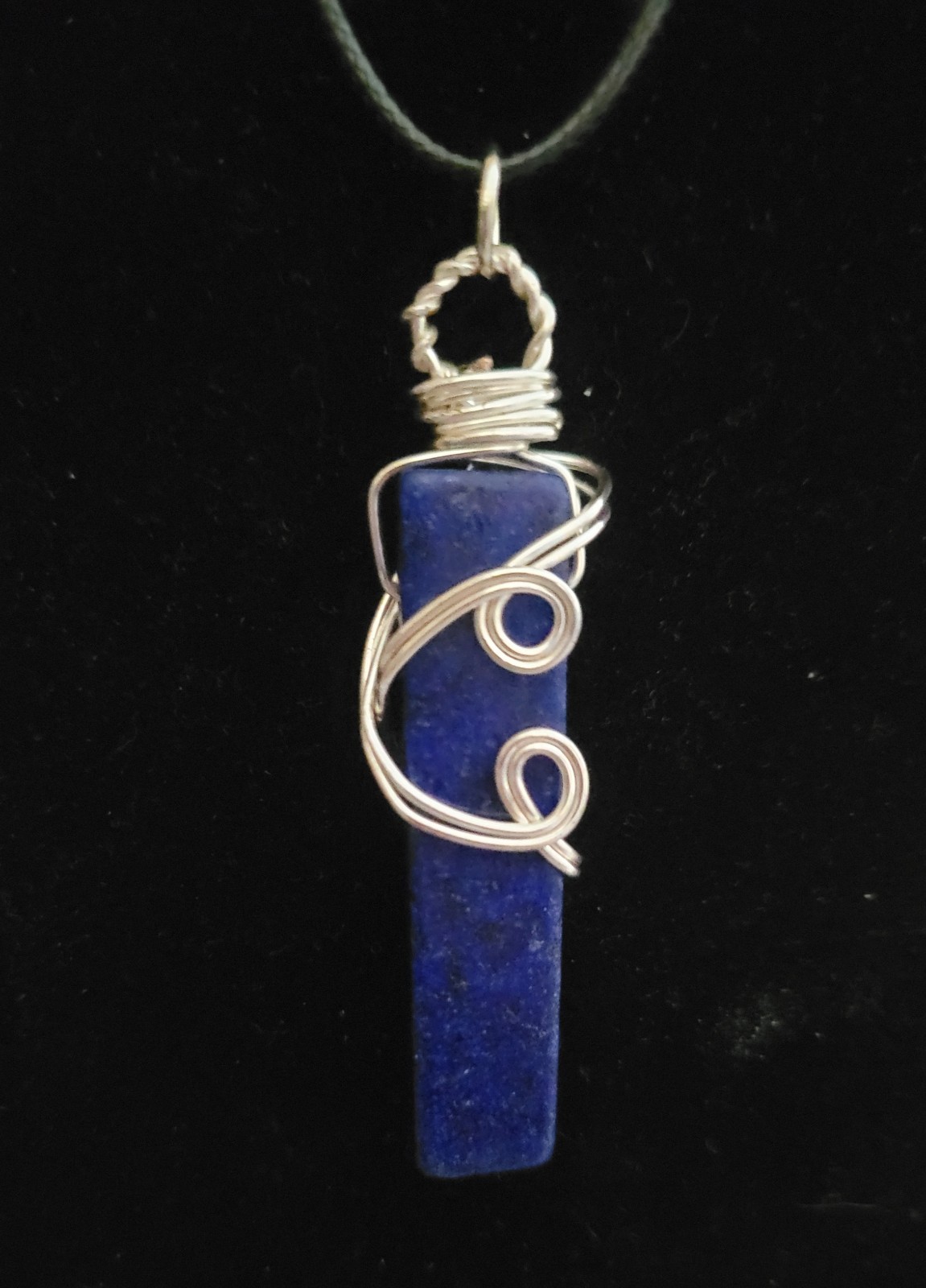Handcrafted Wire-Wrapped Lapis Lazuli Tower Necklace 17″