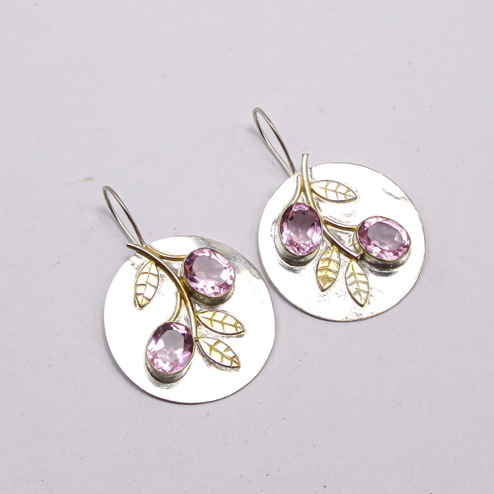 Morganite Gemstone Jewelry Sterling Silver Handmade Earrings 1.77″For Girlfriend