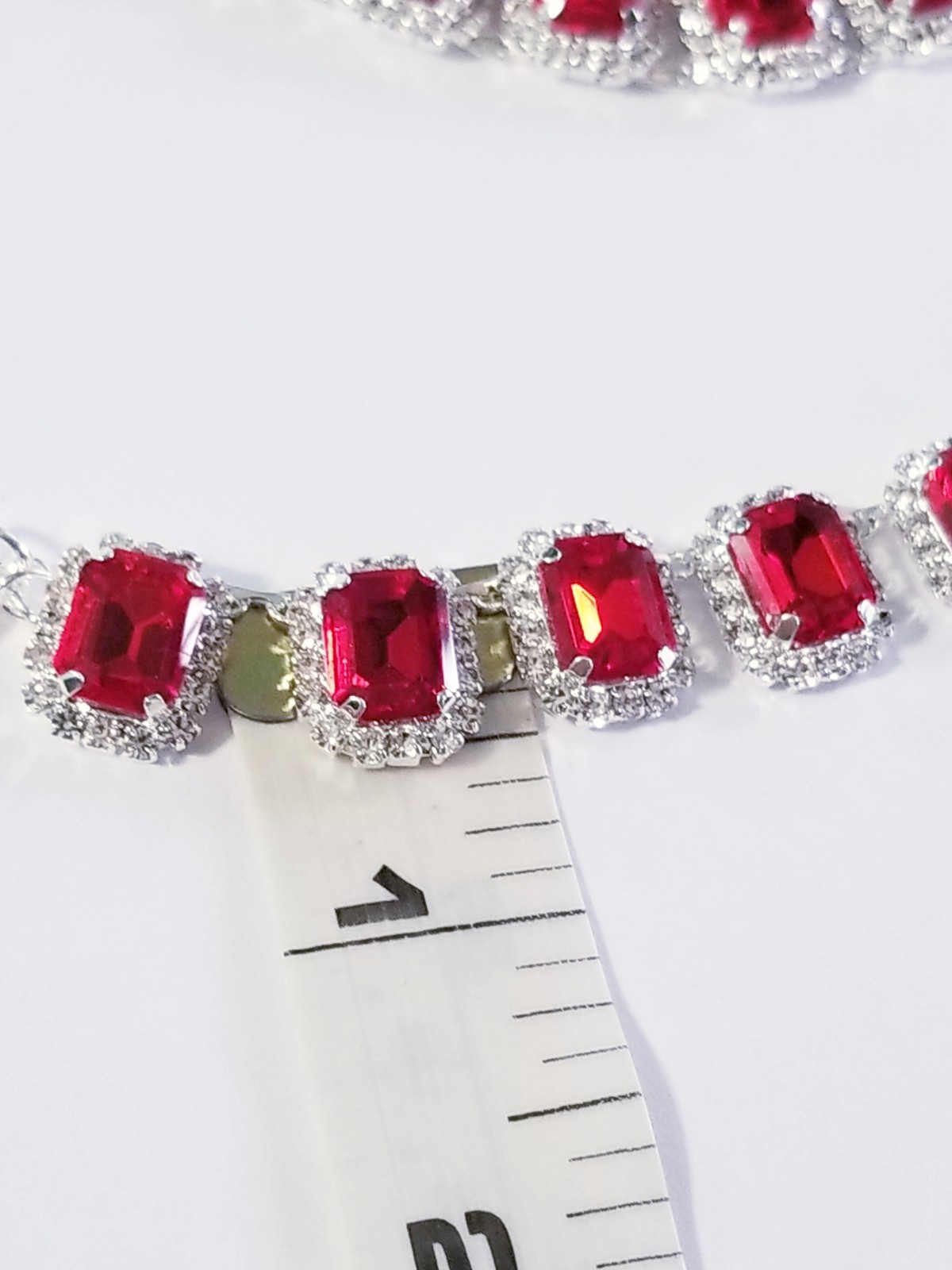 Red Statement Choker Rhinestone Necklace Bridal Prom Pageant Jewelry