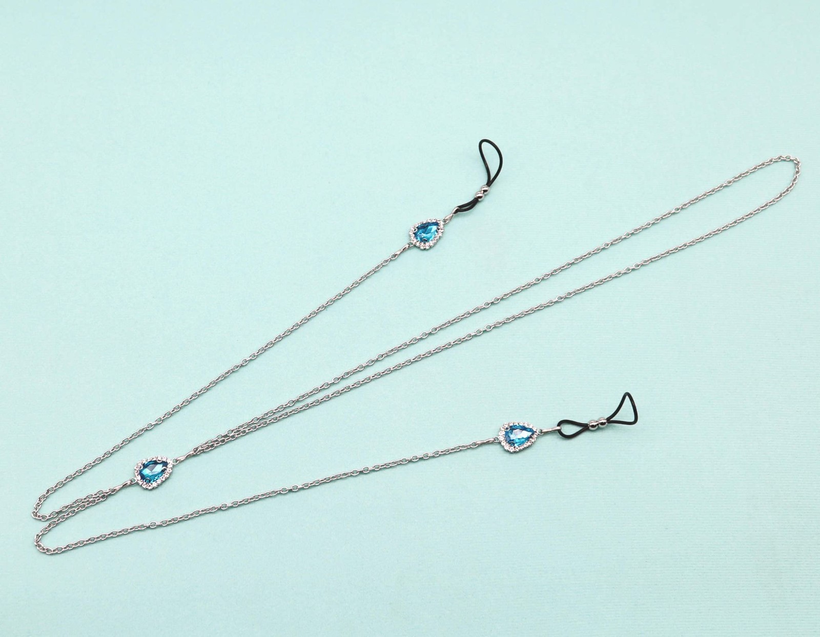 Teardrop Rhinestone Nipple Ring Faux Non-Piercing Body Jewelry Chain Necklace