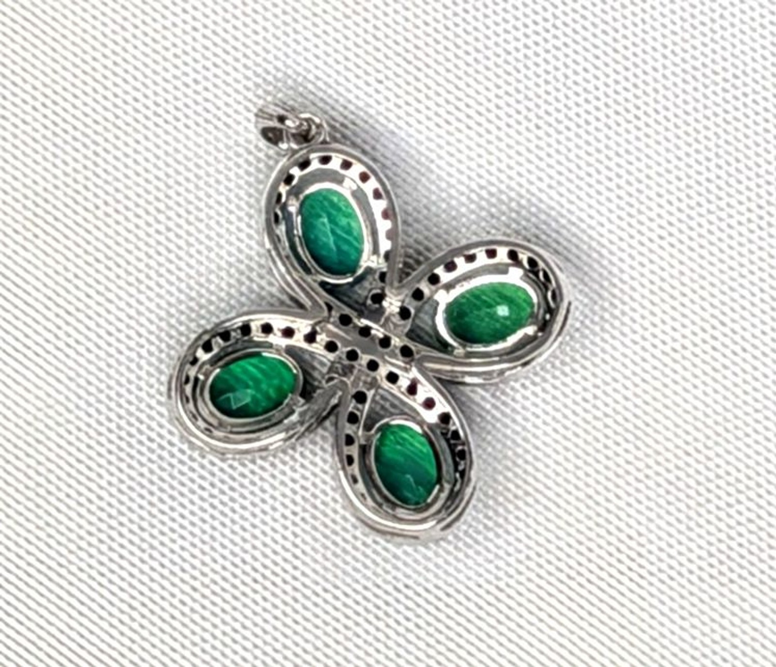 Green Emerald & Black Spinel Pendant in Sterling Silver