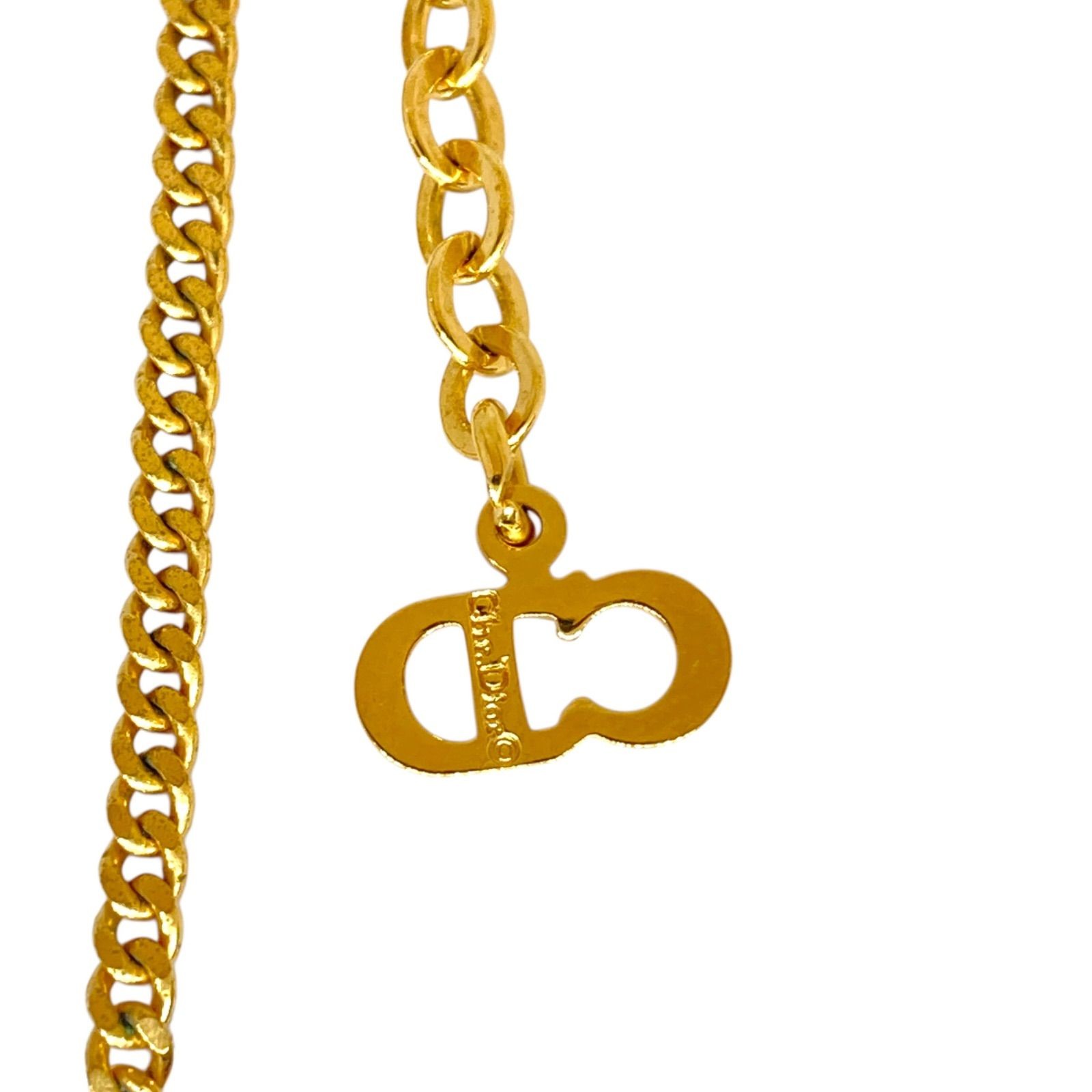 Christian Dior Necklace Gold 17.8in Adjustable 0.4in Top 0.4×0.4×0.1in
