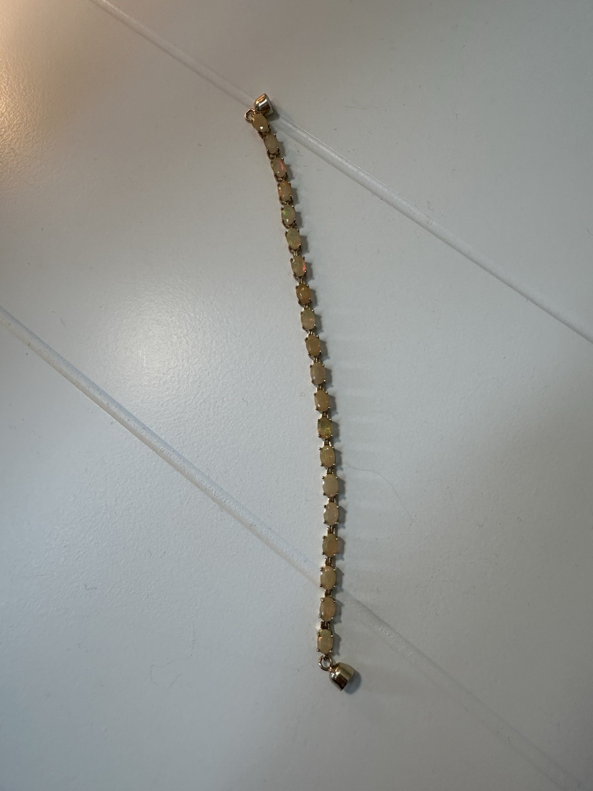 Gold-Tone Tennis Bracelet Yellow Opalite Oval Stone 6.75in magnetic clasp