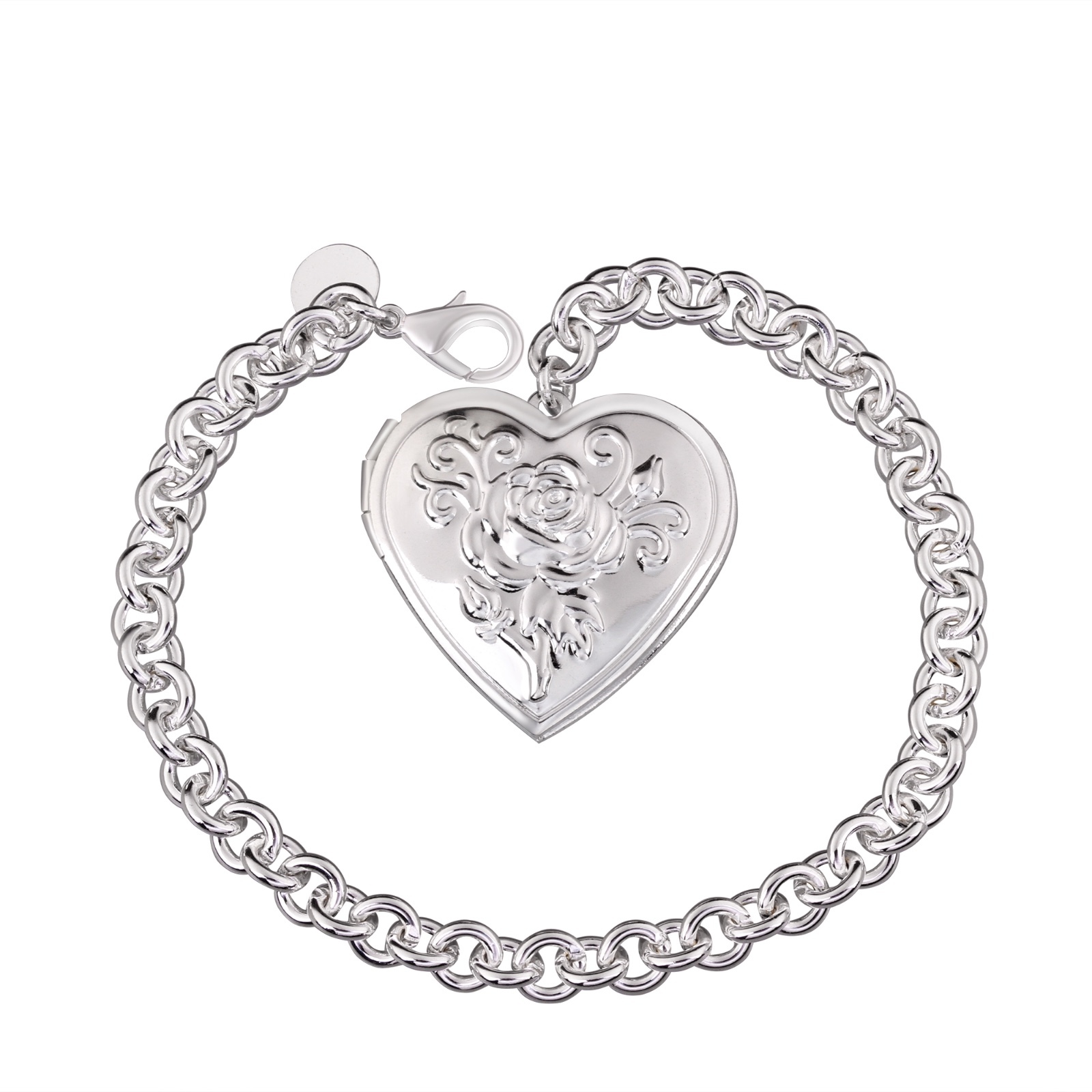 Women 925 Sterling Silver Flower Rose Bracelet 8 Inches 6MM Lobster Clasp L65