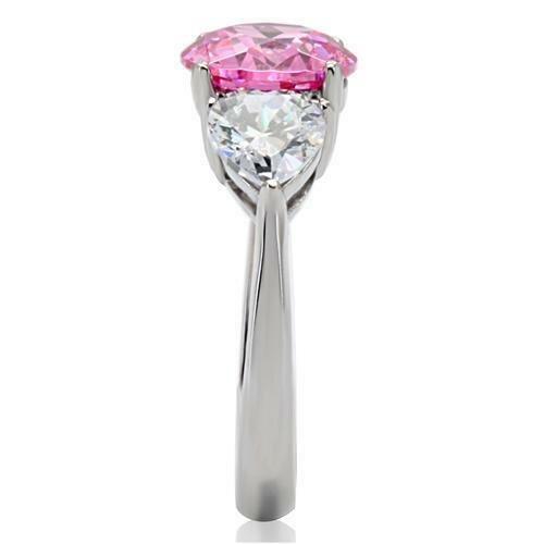 TK164 – High polished (no plating) Stainless Steel Ring with AAA Grade CZ in