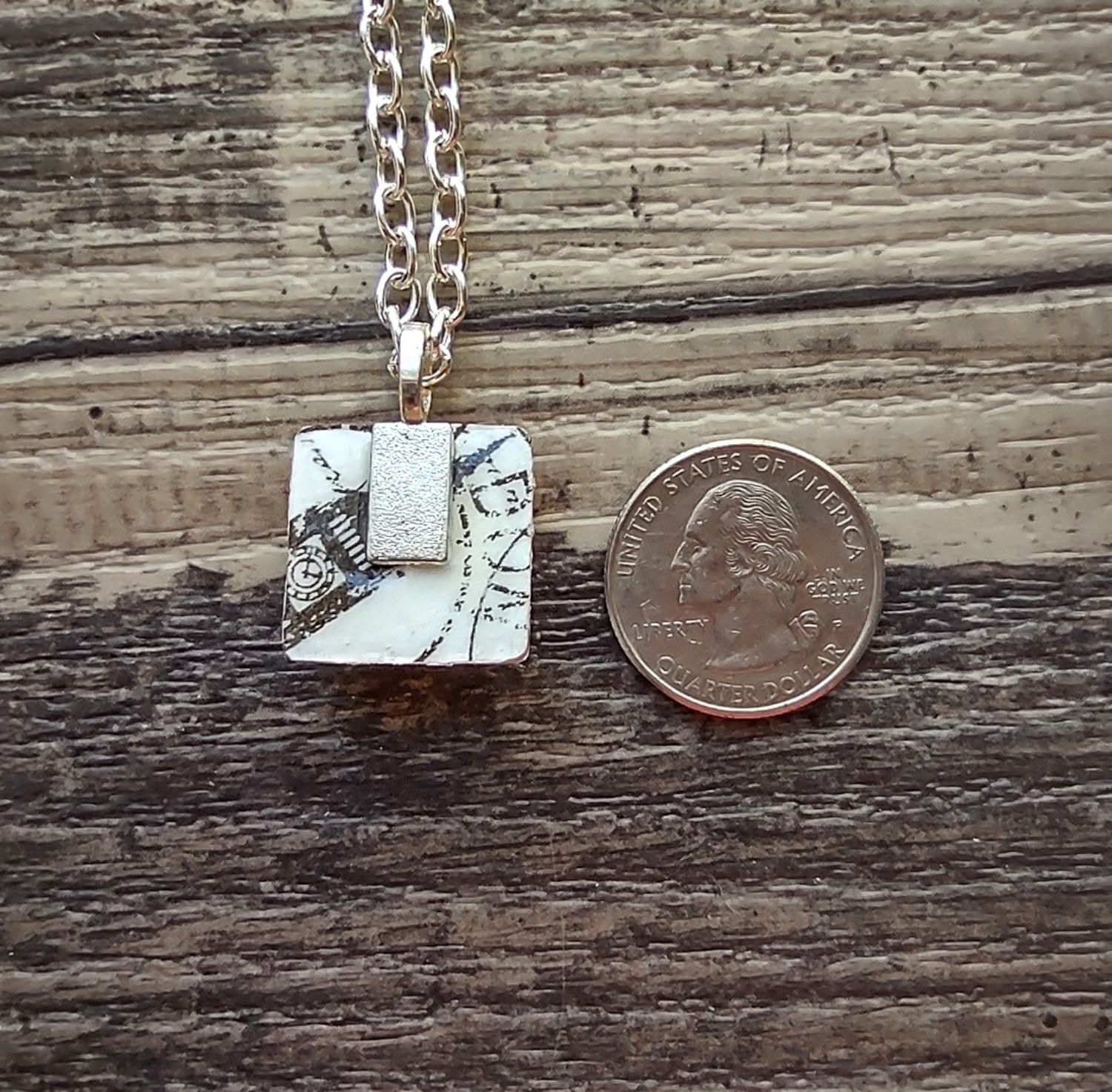 Handmade Authentic Postmarked Queen Elizabeth Postage Stamp Glass Tile Necklace