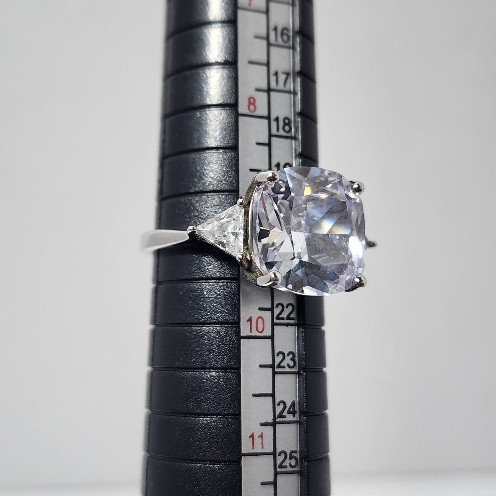 Sterling Silver 925 Cushion Cut CZ Engagement/Promise Rhinestone Ring Size9/19mm