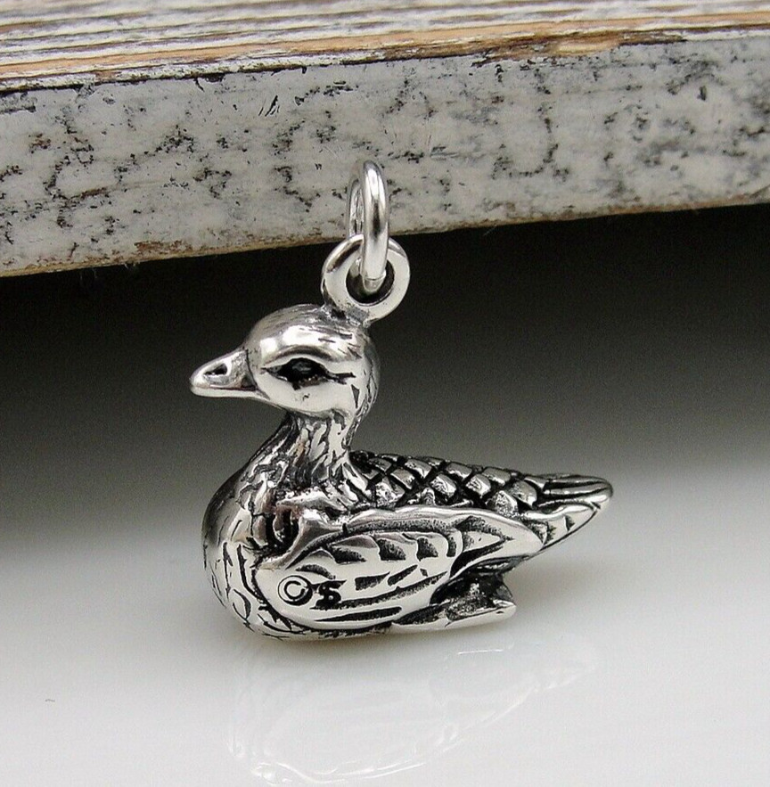 925 Sterling Silver Mallard Duck Charm – 3D Duck Charm – Wildlife Charm Jewelry