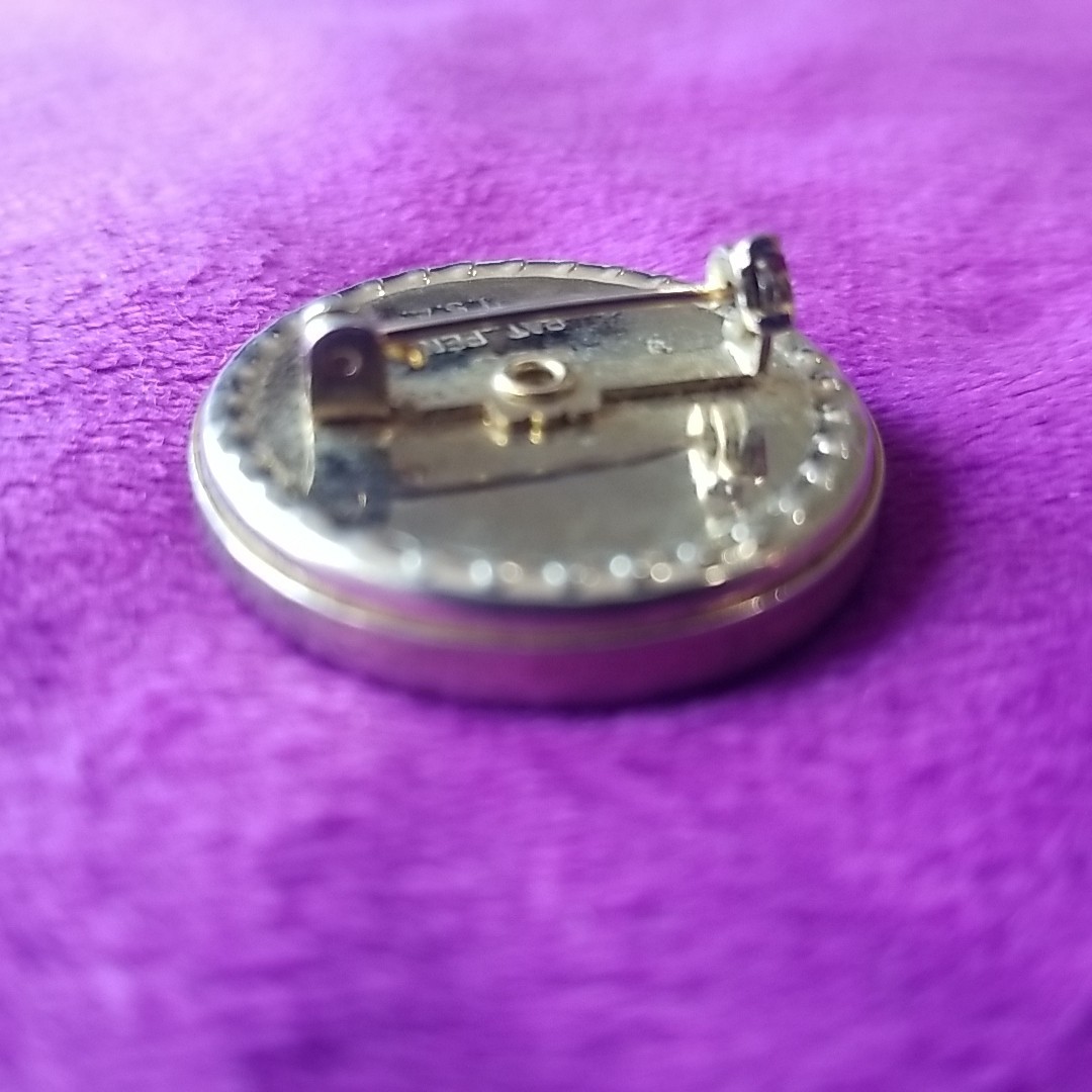 Vintage General Mfg Co USA Seamstress Magnetic Pin Holder Brooch Mother of Pearl