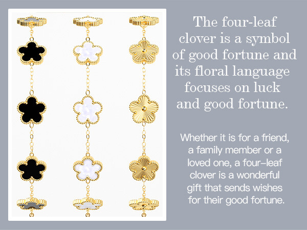 3Pcs 18K Gold Plated Clover Lucky Bracelet Women Flower Five Leaf Link Bracelet